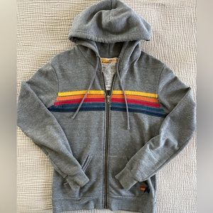 Aviator Nation 5-stripe Grey Zipper Hoodie Jacket XS-Like New